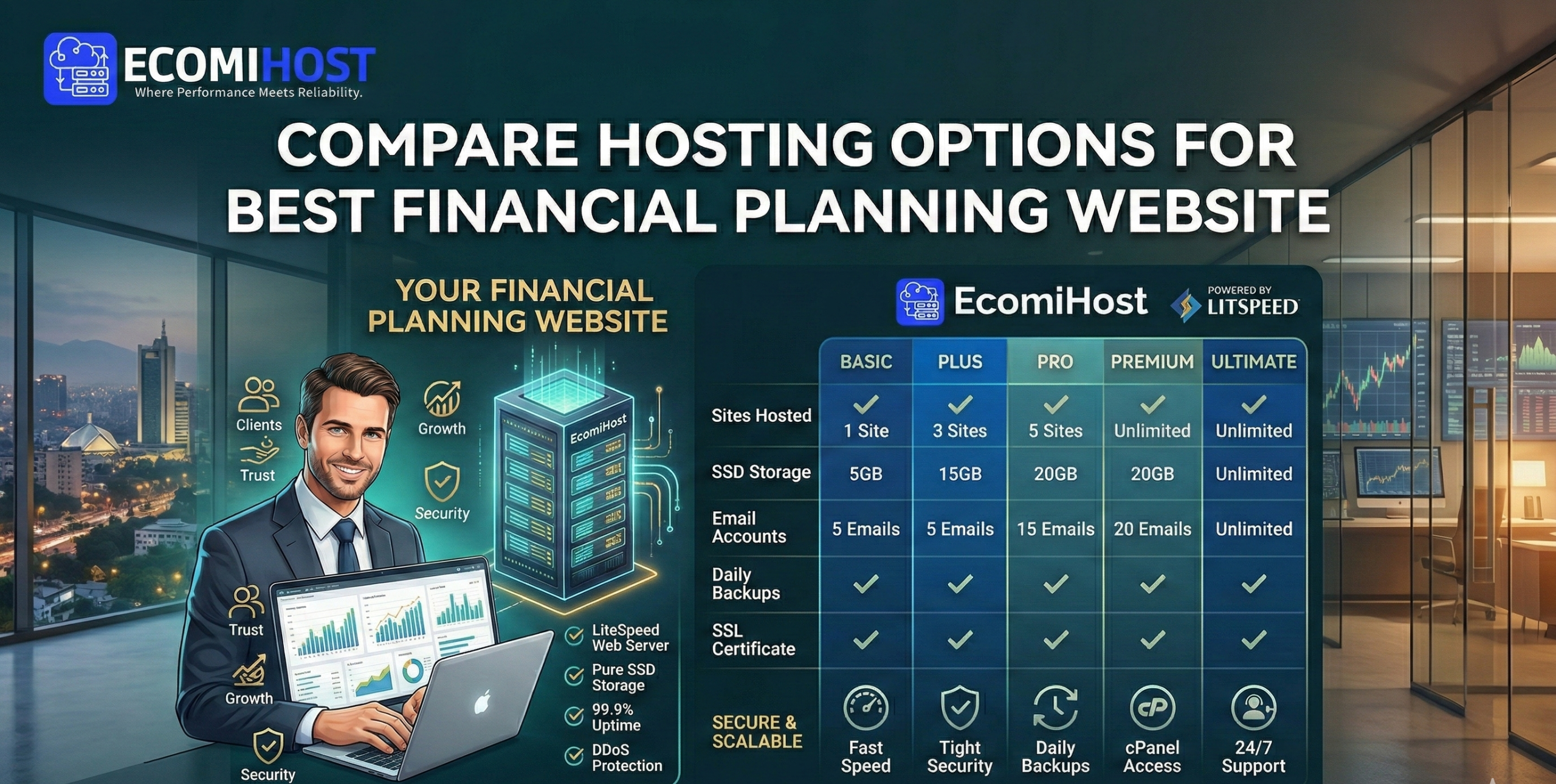 compare hosting options for best financial planning website