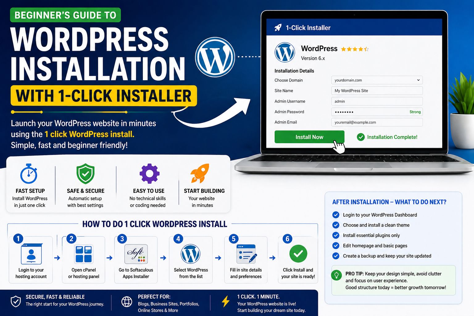 1 click WordPress install