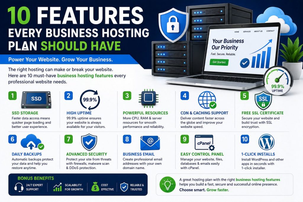 business hosting features