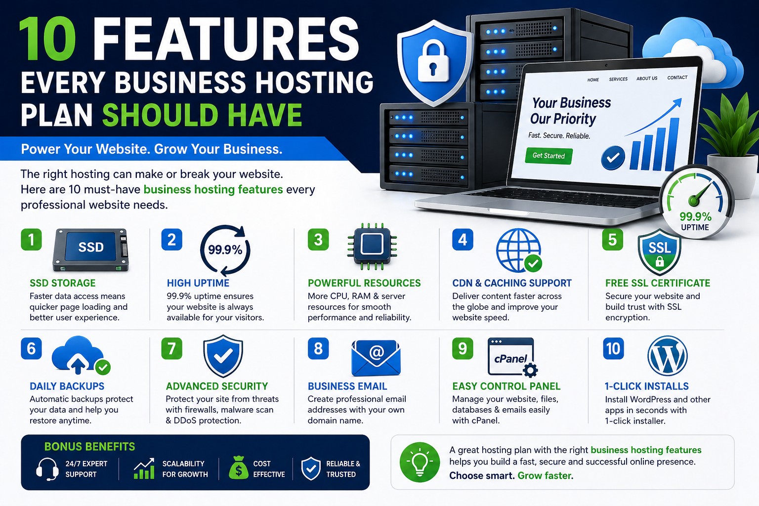 business hosting features